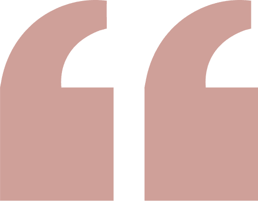 Pink quotation marks on a white background.